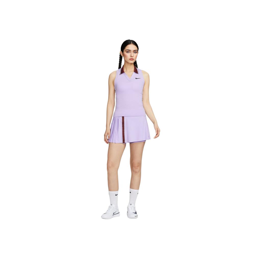 Nike Tennis Polo Comfortable Simple Sleeveless Top Women Tops Purple FZ6753-515