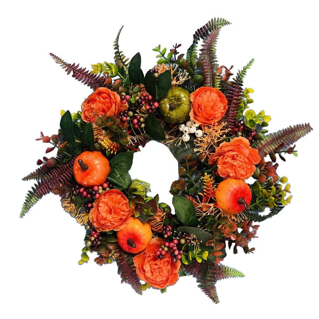 Artificial Fall GarlandsPeony Pumpkin Maple Leaf WreathsAutumn WreathsThanksgiving Christmas Halloween Front Door Wall Decorations