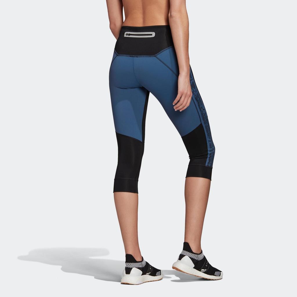 Adidas X Stella McCartney Letter Print Color Block Three-Quarter Sports Pants Women Pants Black FK9712