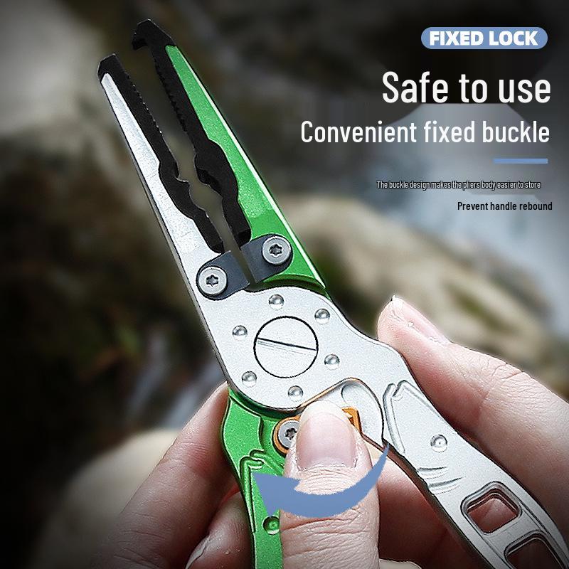 Fish-Shaped Aviation Aluminum Fishing Pliers with Split Ring and Line Cutter