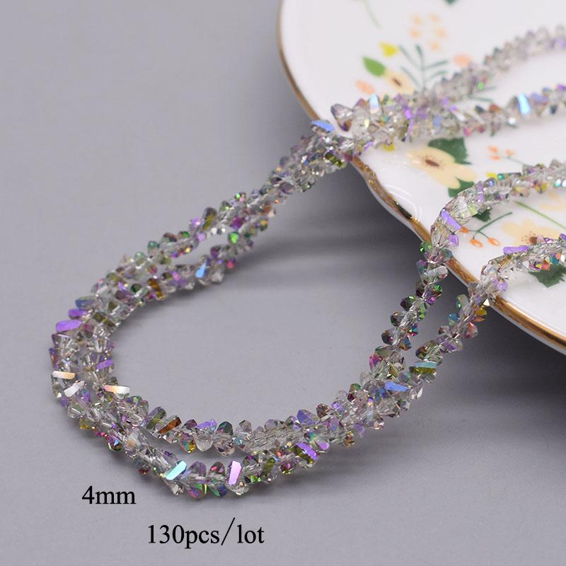 4mm 130pcs High Quality Triangle Crystal Glass Beads Shiny Color Loose Beads For Jewelry Making DIY Earring Necklace