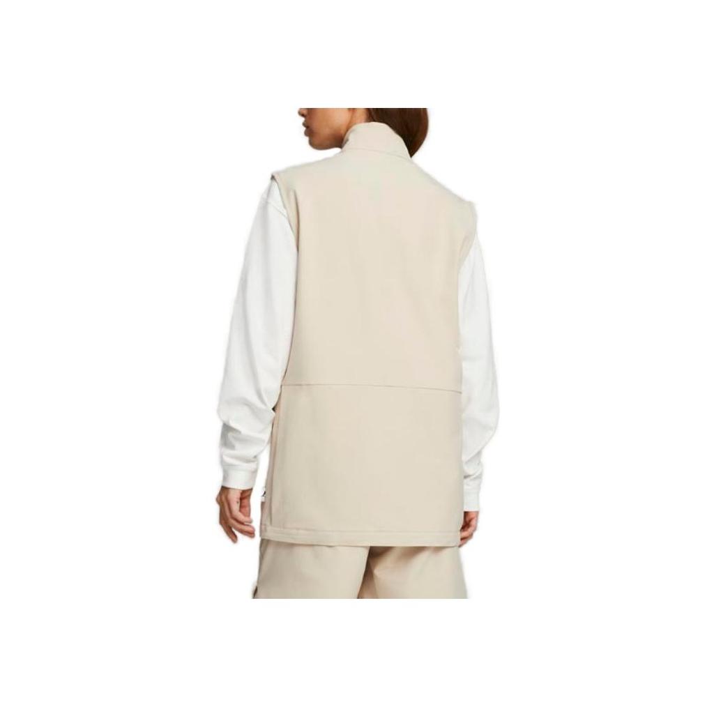 Puma MMQ Service Line Solid Color Zip Stand Collar Sleeveless Vest Unisex Vests Oatmeal 620841-88