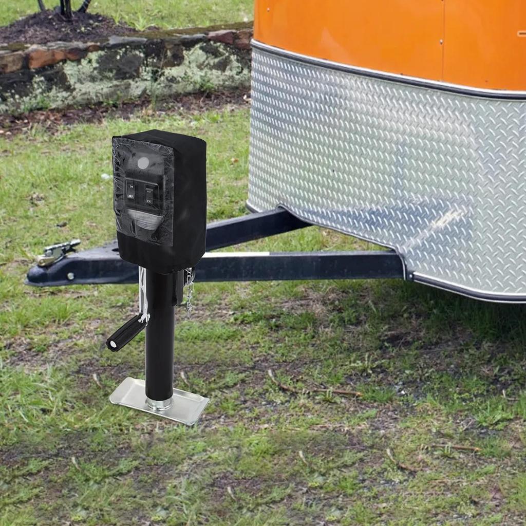 RV Jack Cover Weather-Resistant Protector Tongue Jack Cover with Clear Window for RV Mobile Home Garage Offroad Trailer Marine