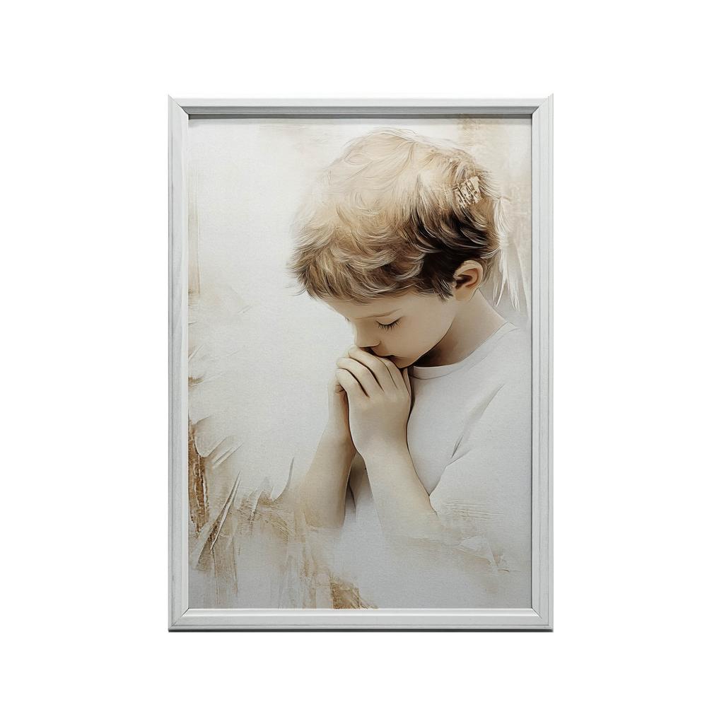 Plakat Modlący Się Aniołek Plakat Modlący Się Aniołek, 40X50 Cm, Rama Aluminiowa Złota, Papier Matowy 230 Gsm