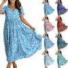 Abito da donna casual allentato floreale bohemien a maniche corte lungo maxi abito estivo da spiaggia