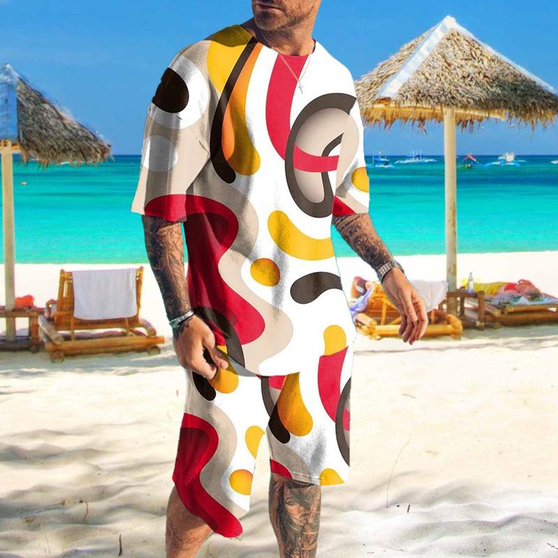 European and American Summer Plus Size T-shirt Set 3D Printed Trendy T-shirt Fashion Casual Set