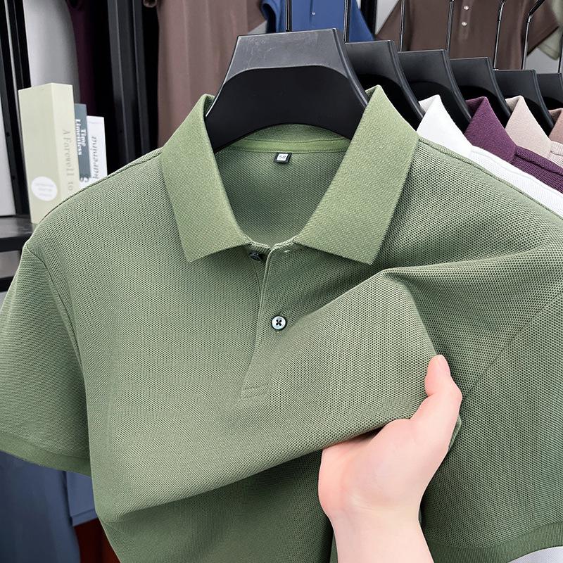 Men's Summer Casual 100% Pure Cotton Polo Shirt with Turn-Down Collar