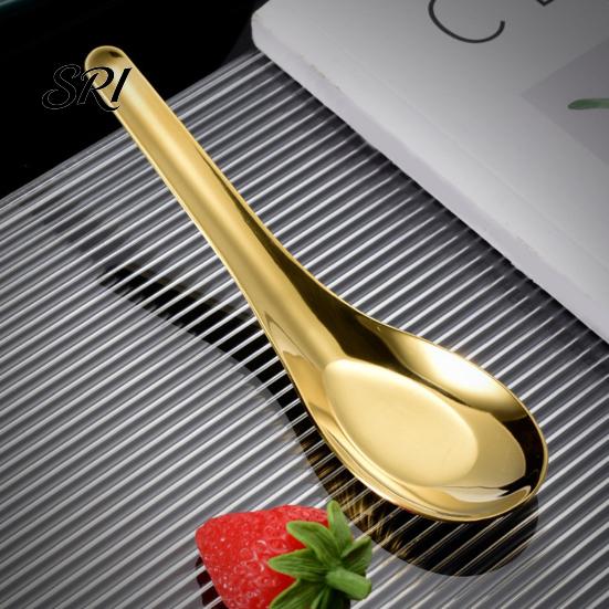 Rust Resistant Spoon Asian Soup Stainless Steel Dinner Mirror Polished Chinese for Bouillon Dessert Cereal Ramen Noodles Wonton Pho Thai Miso