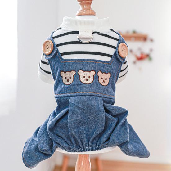 Ausgezeichnete Knopfverschluss weiche Katze Overall Cartoon Bär Muster Haustier Hund Denim liefert