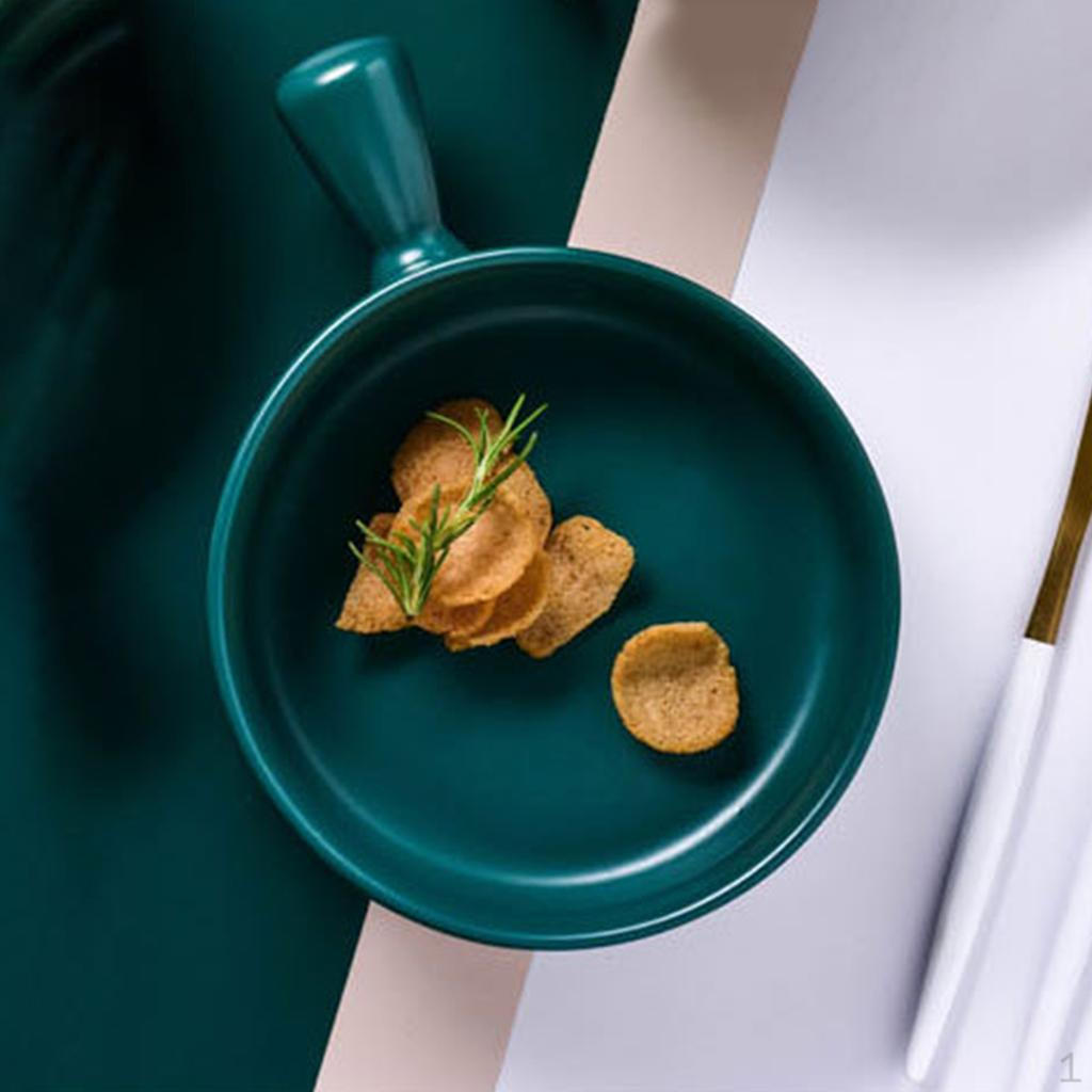 Круглая керамическая суповая миска в скандинавском стиле с ручкой, для салата, лапши, десерта, запеченного риса, форма для выпечки, посуда для выпечки Green