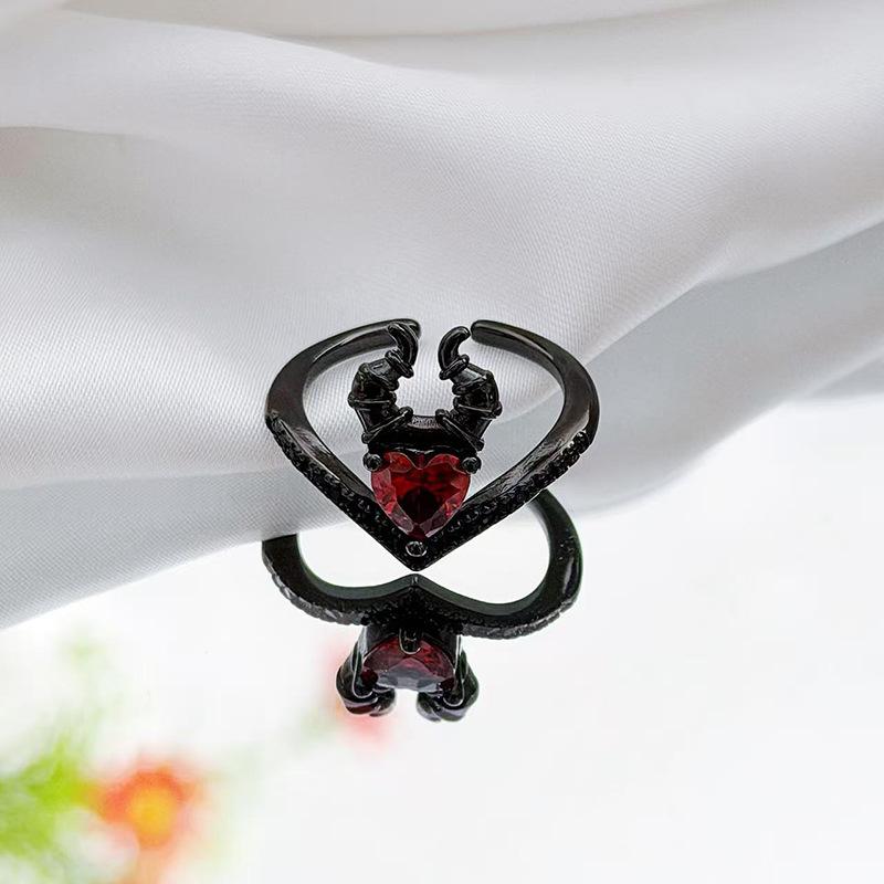 Light Luxury Retro Dark Personality Rose Butterfly Open Ring Women'S Fashion Temperament Fashion Punk Index Finger Ring