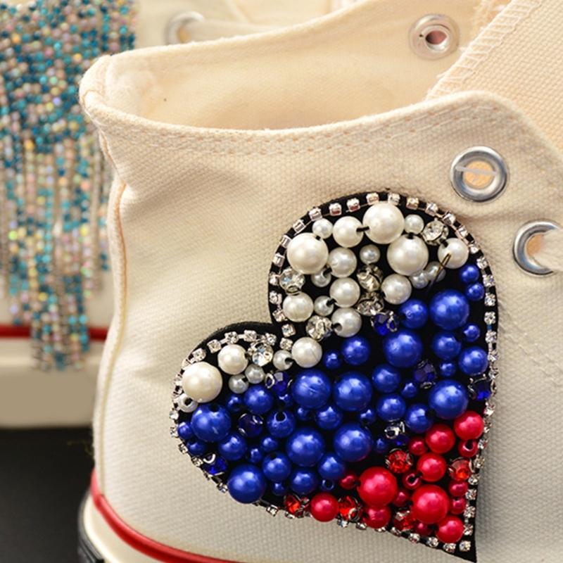 Glittering Rhinestones Heart Decoration For Fabric Improvement On Hats Bags And DIY Ideas
