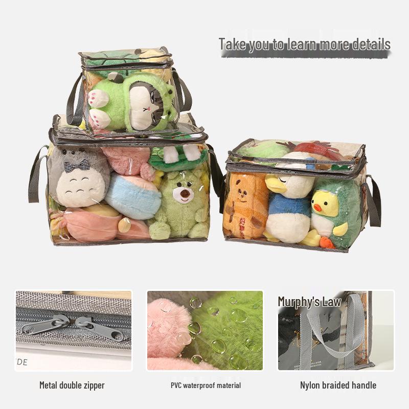 Cute Waterproof Storage Bag for Toys & Books - Large Capacity, Transparent & Durable