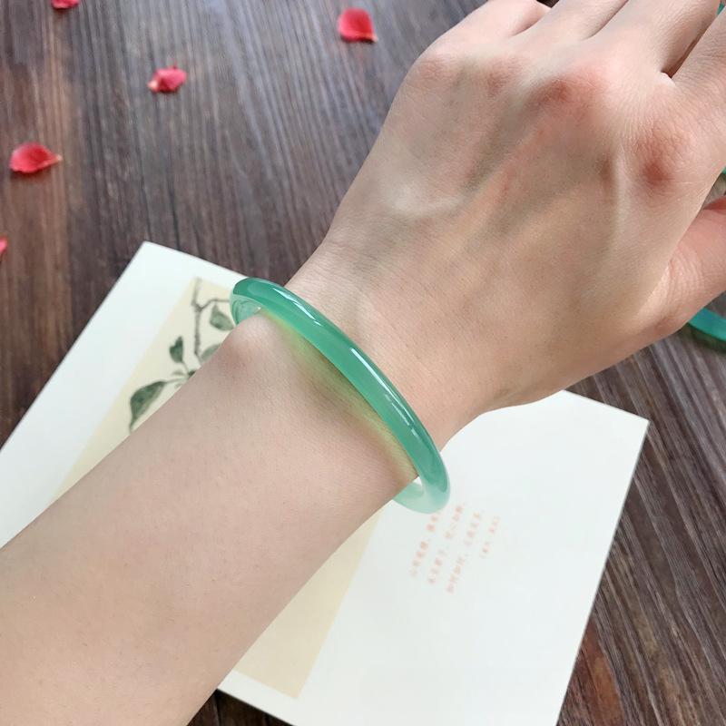 6MM Natural Icy Species Chalcedony Bracelet Fashionable Charm Agate Bangle Jade Bracelet Women's Gift