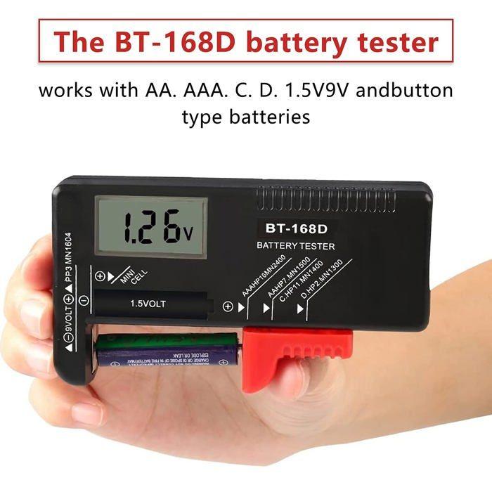 Testeur de piles numérique universel AIMOONSA - AA AAA C D 1,5V 9V, LCD portable