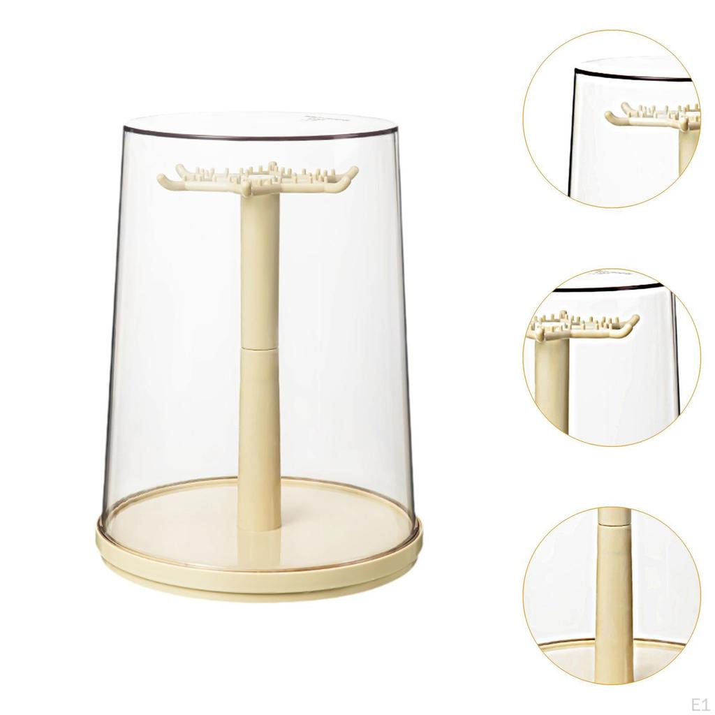Figure Display Case Stand 360° Rotatable Countertop Versatile Necklace Hanger Doll Storage