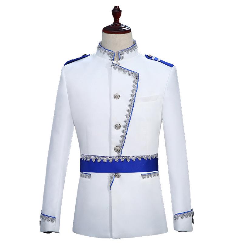 Court Dress Performance Clothes Men Preside Over The Stage Annual Meeting White Prince Performance Clothes Military Dress