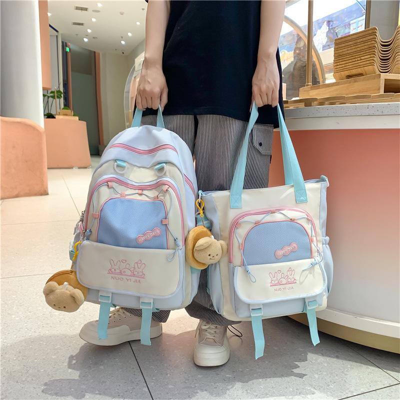 College Style Contrasting Colors Cute Middle School Students Grade 3 To 6 Small Fresh Two-piece Backpack