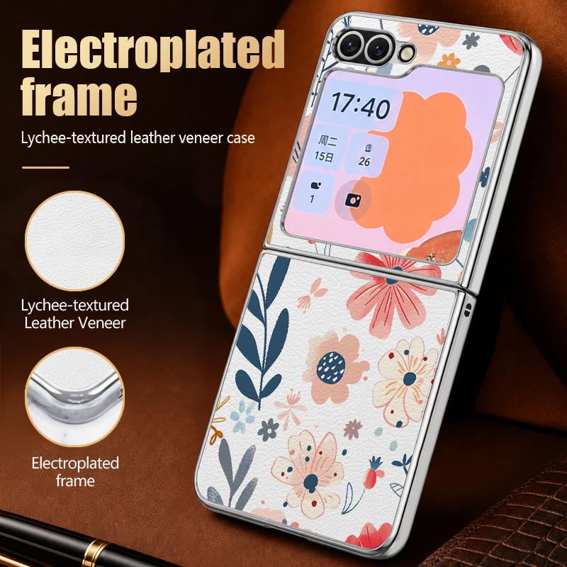 Vintage Clover Floral Case For Samsung Z Fold 8 Ultra 7 6 5 Luxury Plating Leather Skin Hard Phone Cover For Galaxy Z Fold8 Fold7 Fold6