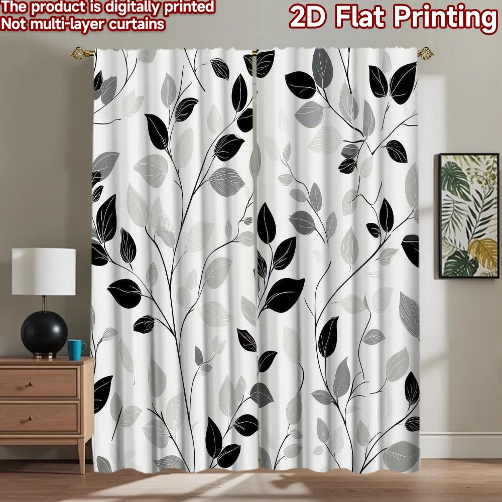 2D Flat Photography Backdrop Scene Backdrop Black and Gray Leaves 100% Polyester Festive Holiday Use for Bedroom Decorations