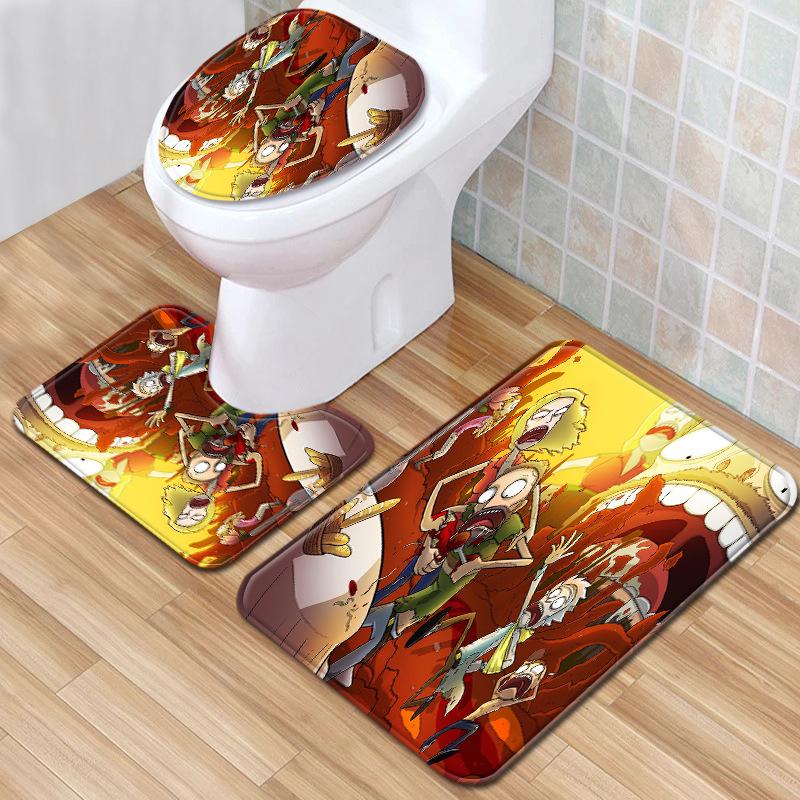 Animation Bathroom Floor Mat Three-Piece Bathroom Carpet Toilet Mat Set Door Mat Bathroom Non-Slip Mat