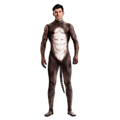 Bodysuit Animal Cosplay Costume Clothes Zipper Zentai Bodysuits Men / Women Disguisement Jumpsuits With Tails Halloween