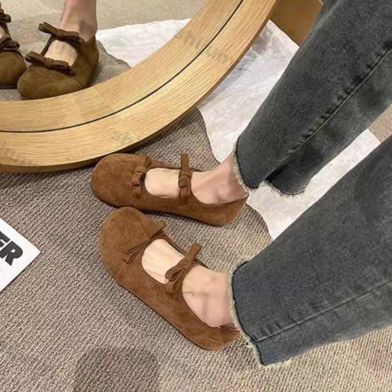 Mode Damen Schuh 2025 Neue Frühling Mode Vintage Schleife Mary Jane Schuhe Bequeme Weiche Sohle Elastisches Band Damen Ballerinas