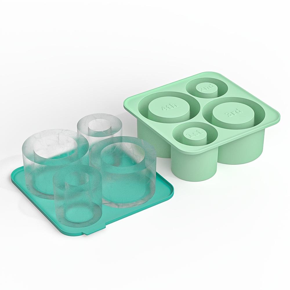 

Ice Tray Is Suitable for 20 Ounce Flat bottomed Cups, 4pcs of Silica Gel Hollow Cylindrical Ice Molds, Suitable for Cold Drinks, Coffee зелёный
