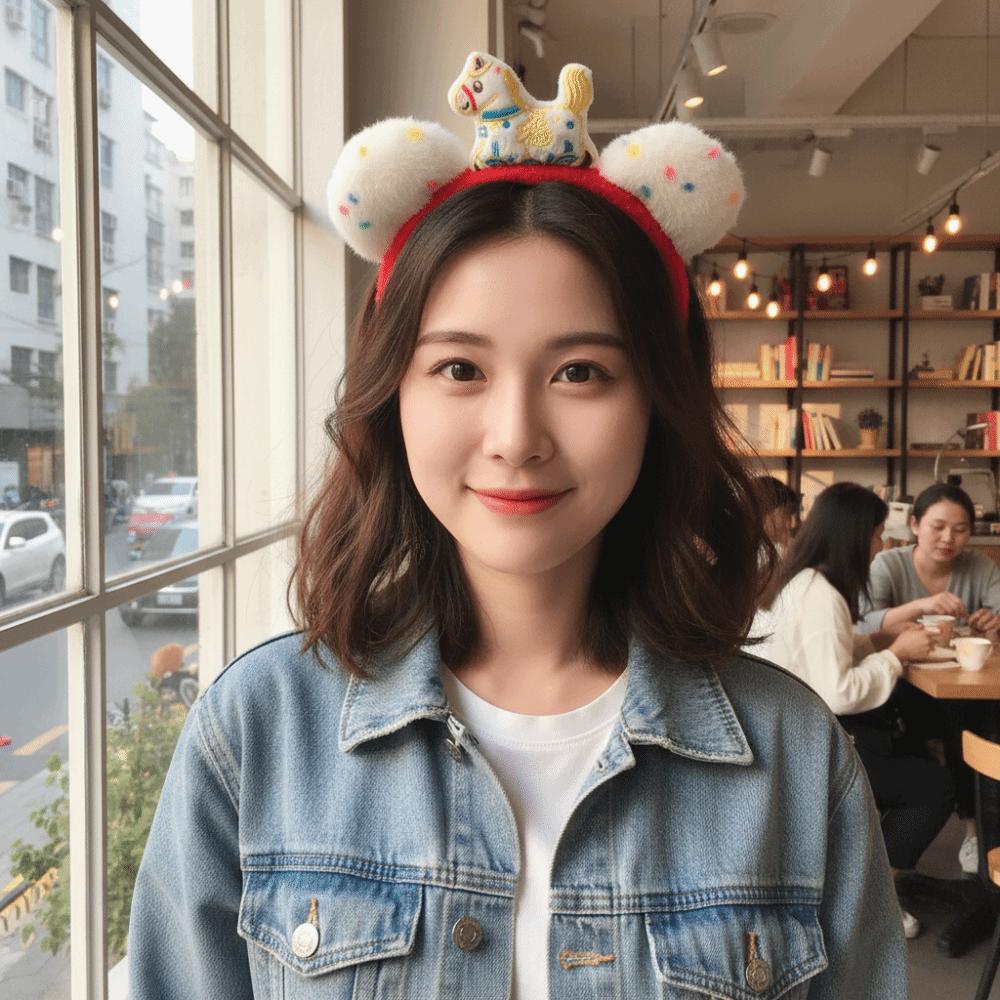 Cartoon New Year Headband Mascot New Year Headpiece Creative Horse Hair Hoop  Party Decoration