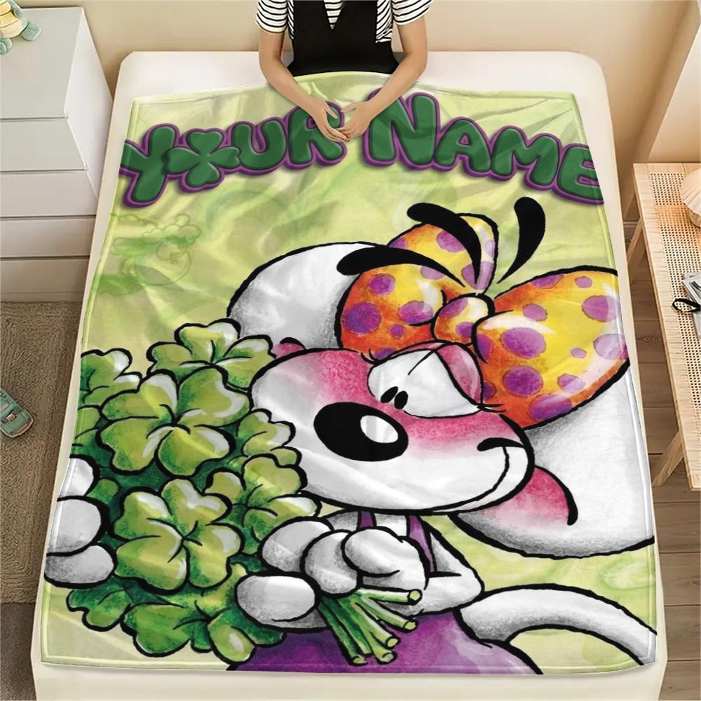 1PC Custom Name Diddl Patterned Flannel Blanket Suitable For All Seasons for Home Decor Warmth and Comfort Gifts Holiday Present