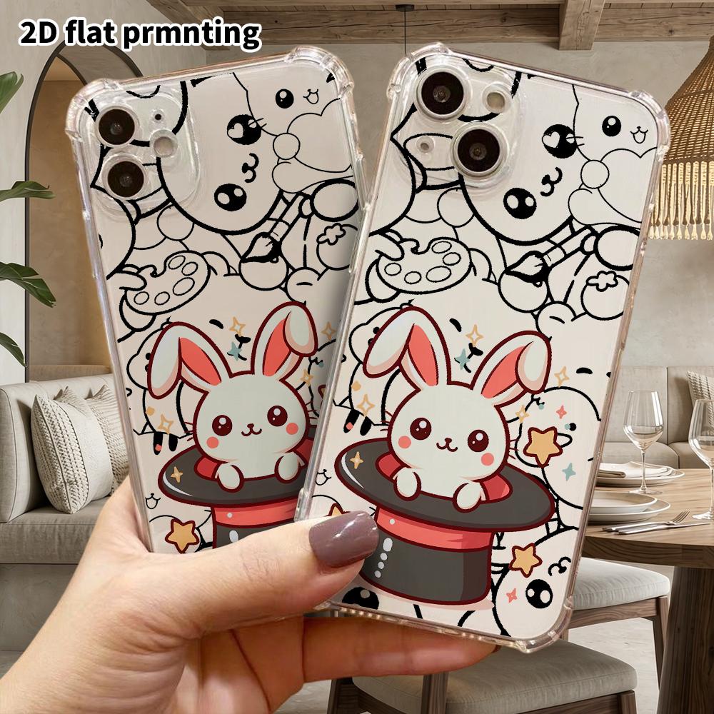 Phone case: 2D flat, suitable for iPhone 18 17 16 15 14 13 Pro, magic hat little rabbit, perfect Christmas and Halloween holiday gift