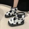 Fashion Luxury Winter Women Short Plush Warm Snow Boots Casual Shoes New Leopard Print Soft Cute Ankle Boots Flats Platform Ladies Shoes