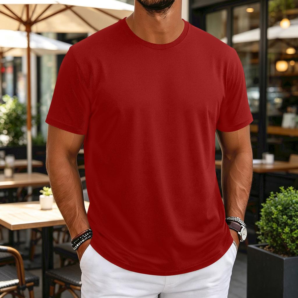 T-shirt da uomo girocollo a maniche corte, sottile, traspirante, elasticizzata, strato base per allenamento fitness