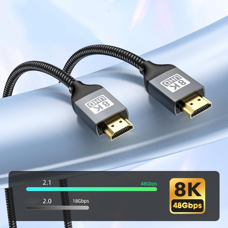 8K HDTV Port 2.1 Cable 48Gbps Delivers 8K60hz UHD Video with Dynamic eARC and eARC for Home Theater Systems