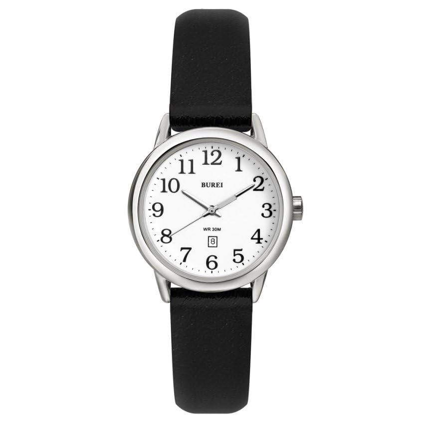 

BUREI Аналоговые Кварцевые Дата Люминесцентные Кожа Праздничный Подарок Женские Часы, Стильные, Водонепроницаемые, Дисплей, Циферблат, Легко Читаемый Циферблат, Ремешок, Простые, белый