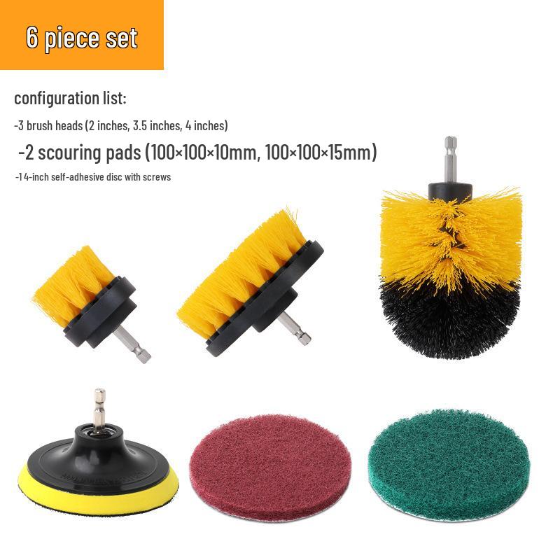 Multi-Piece Electric Drill Cleaning Brush Set for Home and Car