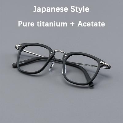 2024 Neue Japanische Luxusmarke Reintitan Rechteckige Fassung Brille Mann Business-Stil Acetat Quadratische Myopiegläser Brille