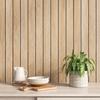 VEELIKE 3D Beige Wood Grain Wallpaper Slatwall Panel Sticker, 3mm Thick, 42.8x300cm, with Sponge, Strap Wood Grain Wall Panel, Remake Sheet, Cuttable,