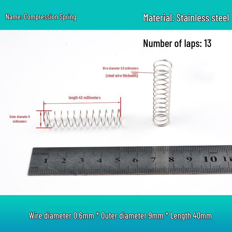 Y-förmige Edelstahl-Druckfeder, 0,6 mm Draht, 7-12 mm Außendurchmesser