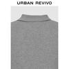 UR 2025 Autumn Women's Grey Button Cropped Polo Knit Top
