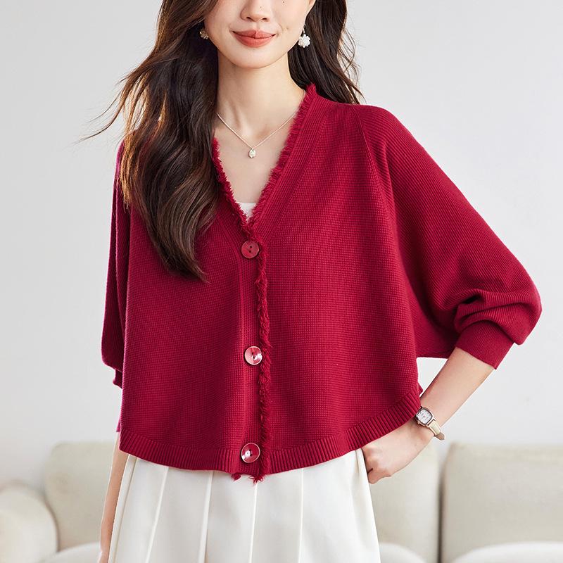 Women's Batwing Sleeve Cardigan and Skirt Set - Trendy 2025 Autumn Fashion