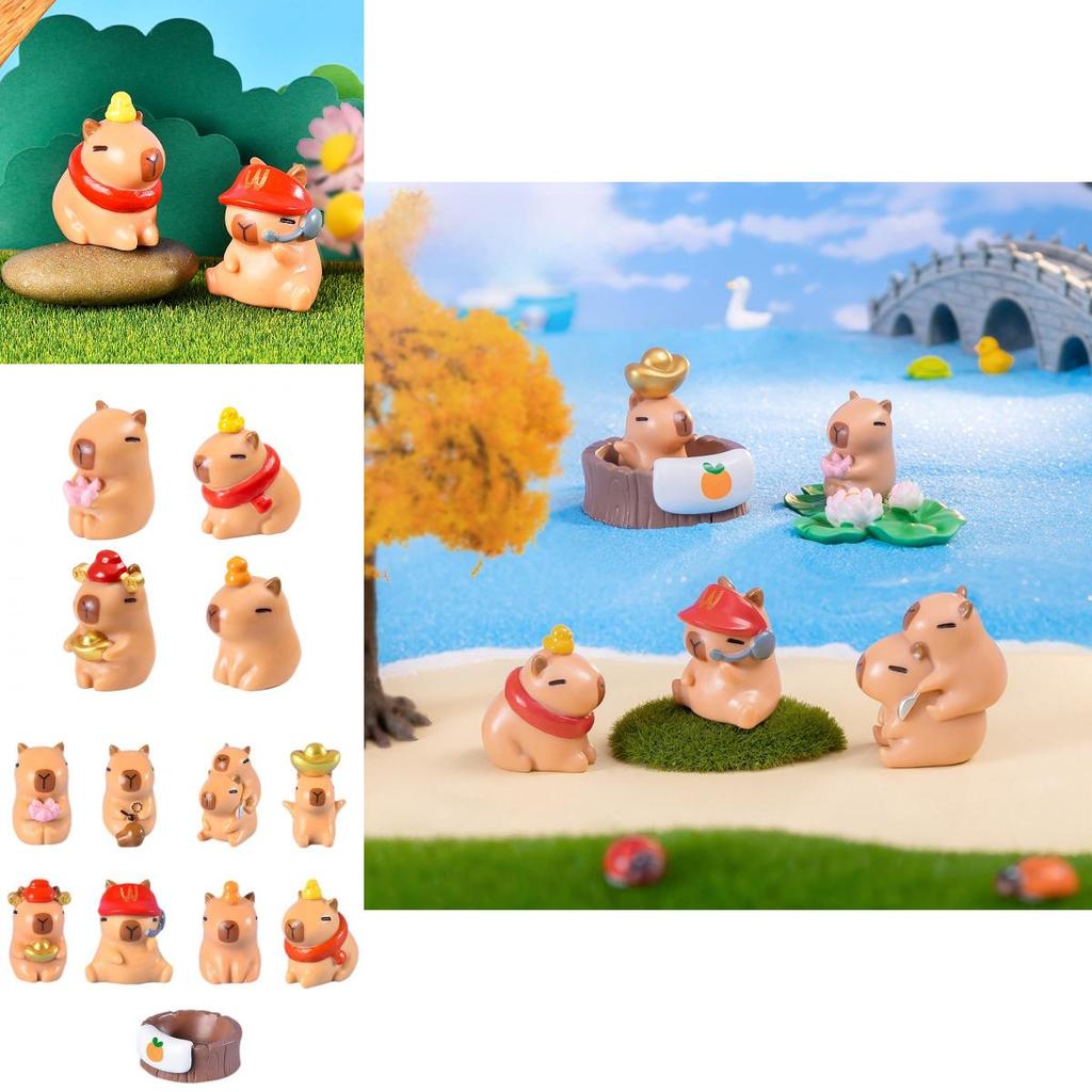 Adorable Capybara Figurine Resin Blind Box Desktop Decor Cartoon Style