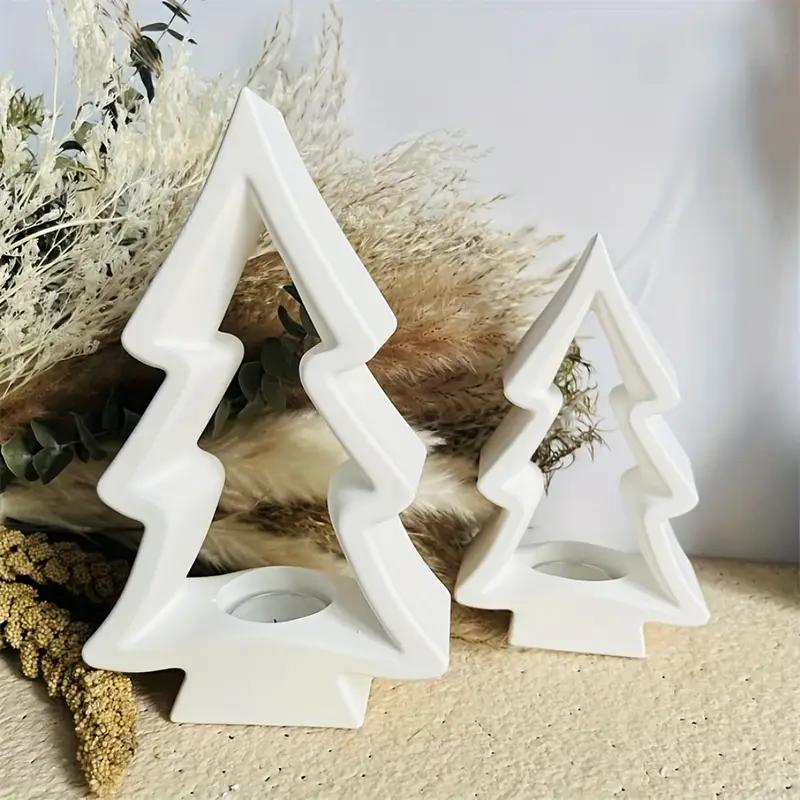 Xmas Ornaments Candlestick Silicone Mold DIY Handmade Christmas Tree Plaster Concrete Resin Candle Holder Craft Molds Home Decor
