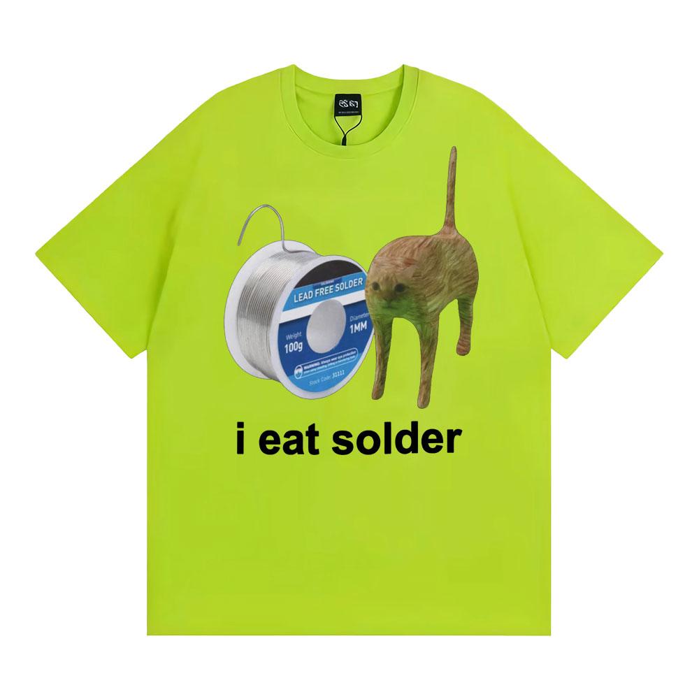 

Я Ем Припой Проклятый Смешной Мем с Котом Футболка Мужская Женская Модная Повседневная Футболка с Коротким Рукавом Мужская Футболка Оверсайз 100% Хлопковая Футболка Топы 4XL