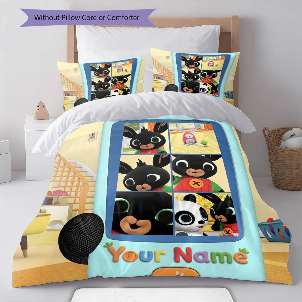 Bing Custom Name Pattern Bedding,Quilt Set Quilt Cover Pillowcase Home Birthday Gift(1 * duvet cover + 2 * pillowcase, without core)