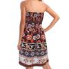 Summer Off Shoulder Dress Women Sleeveless Backless Bohemian Floral Printed A-line Elastic Bust Knee Length Beach Vacation Bandeau Dress