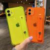Fluorescent Clear Phone Case For Iphone 14 13 12 11pro Max Xr Xs Max 14plus X Soft Tpu Shockproof Wrist Strap Stand Back Cover