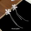 Silver needle super fairy pattern flower fringed pendant earrings light luxury high-end earrings niche simple earrings earrings women