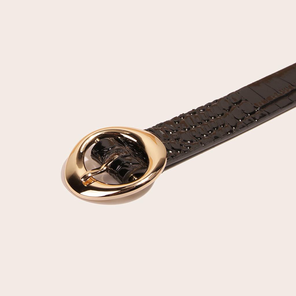 Crocodile Pattern Belt Women's Ins Style with Suit Decoration Dress Jeans Versatile Belt Summer Black