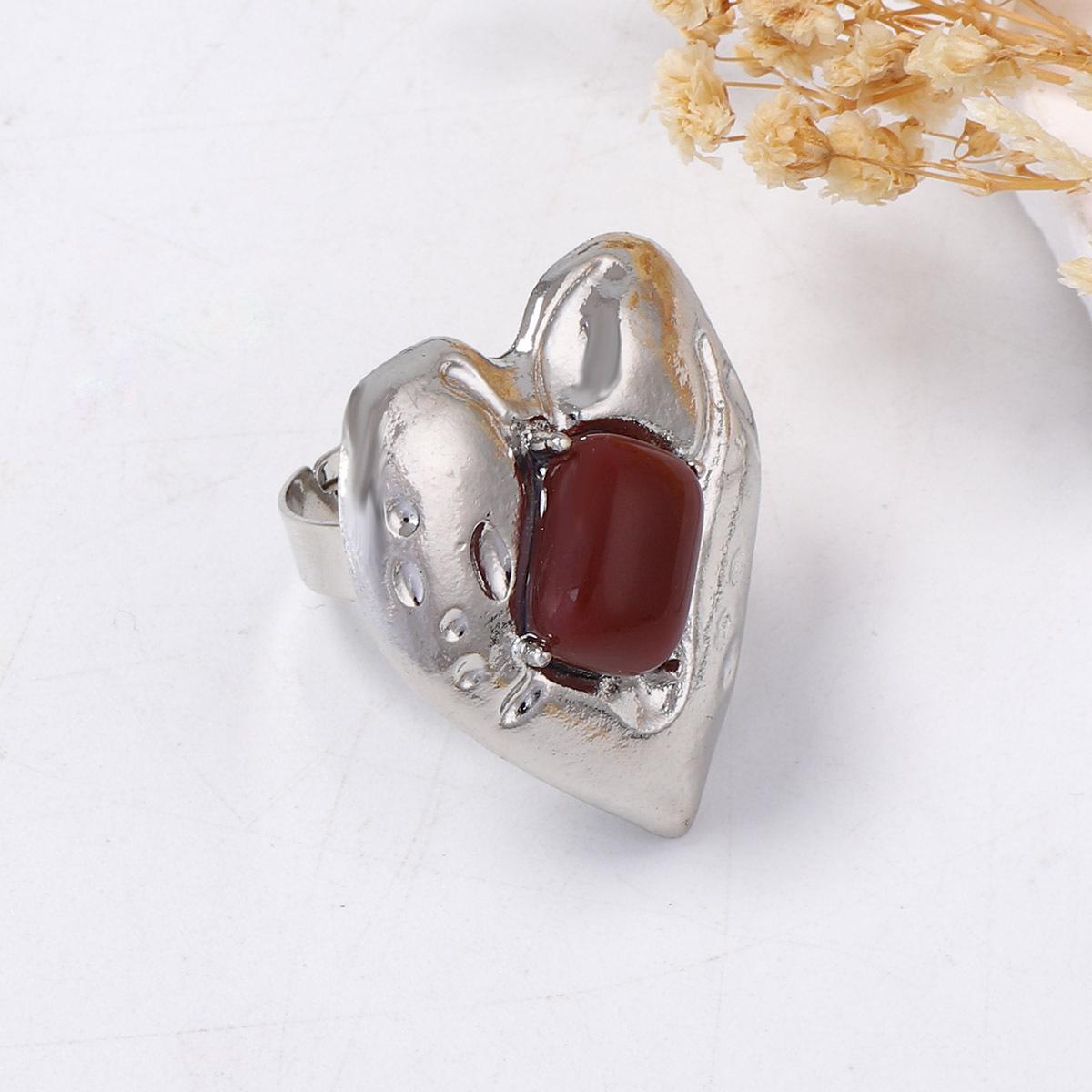 

DIGADAGU Alloy Rhinestone Heart Geometric Opening Ring New Simple Retro Ring Women s Party Zircon Accessories медный